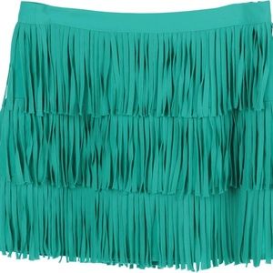 Zara Basic tiered fringe mini skirt